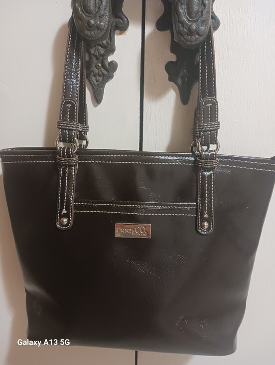 Nine & Co. Handbags - Nine & Co. Dark Brown Women's Tote Bag with Contrast Stitching